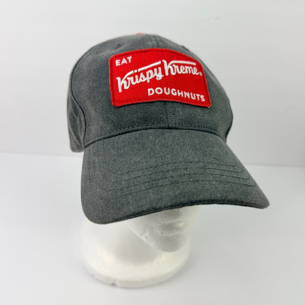 Krispy Kreme Unisex Baseball Hat Gray Red Logo Patch Snapback Adjustable Cap